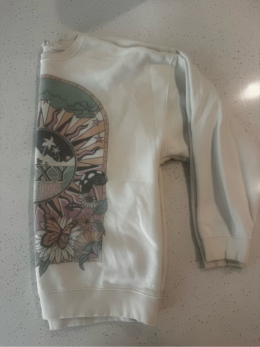Roxy Pastel Graphic Sweatshirt - Mint, Pink, Cream & Taupe - Picture 2 of 4